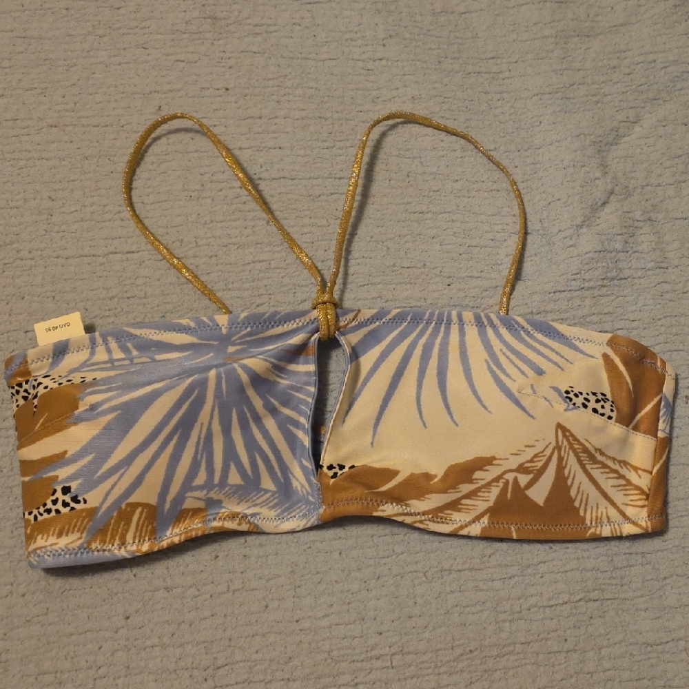 Aerie Light Blue and Tan Bikini Top